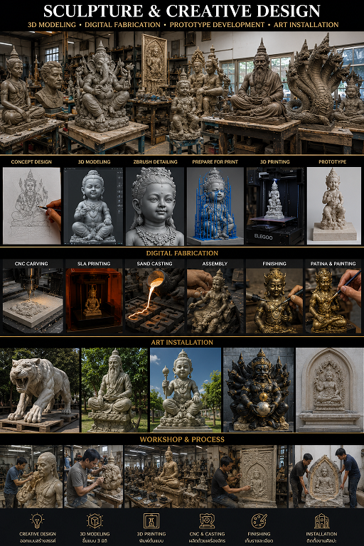 Thai sacred amulet and 3D sculpture models